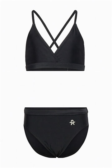 Color Kids sort bikini set forfra med krydsstropper og logo